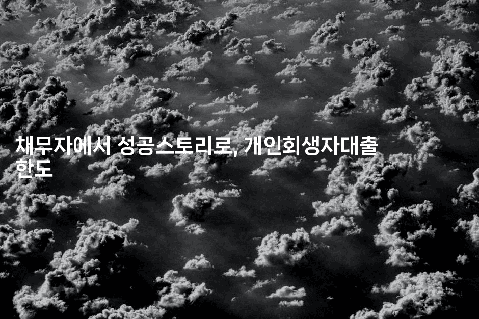 채무자에서 성공스토리로, 개인회생자대출 한도-제주띵킹